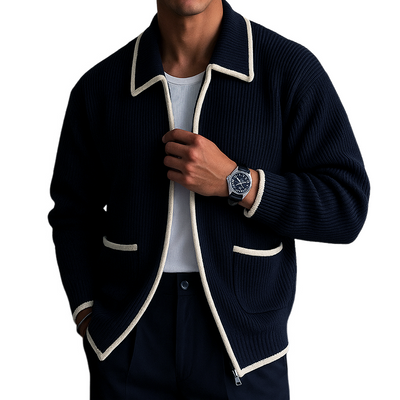 Men's Retro Casual Cable Knit Zipper Sweater Cardigan MTA0964I4TO