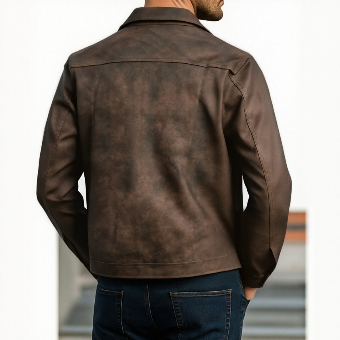 Mens Classic Fashion Zipper PU Leather Jacket