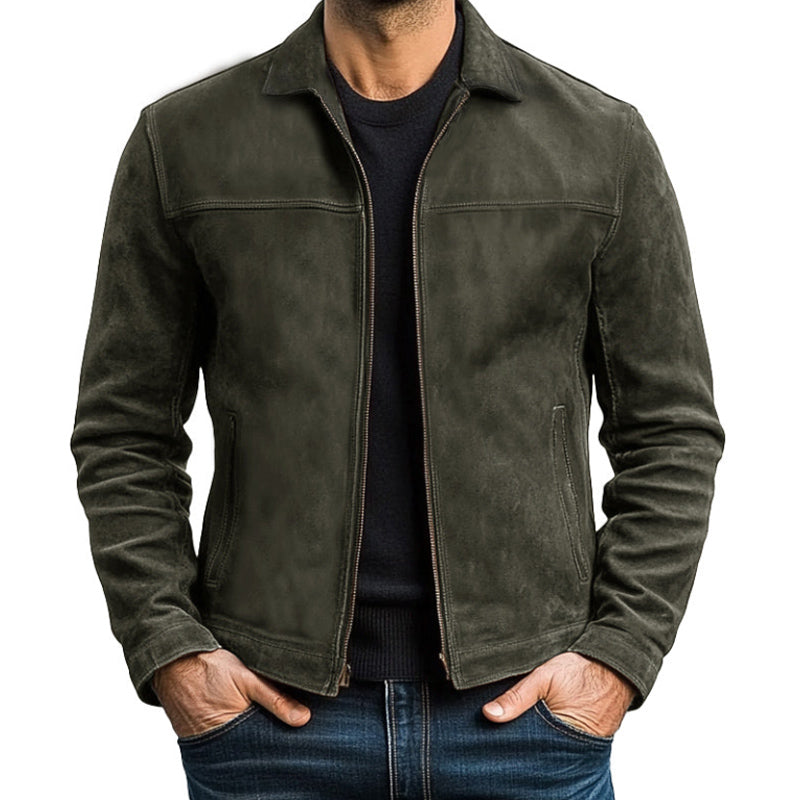 Mens Classic Fashion Zipper PU Leather Jacket