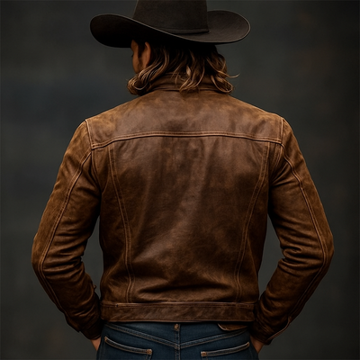 Men's Vintage Distressed PU Leather Lapel Jacket MTA2098H3X