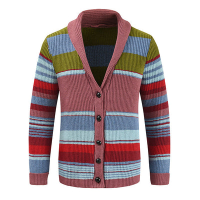 Men's Colorblock Lapel Sweater Jacket 02918584X