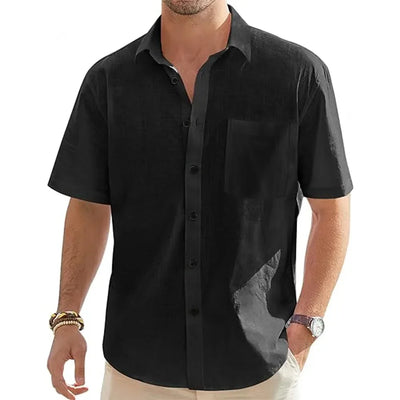 Cotton Linen Short-Sleeved Shirt