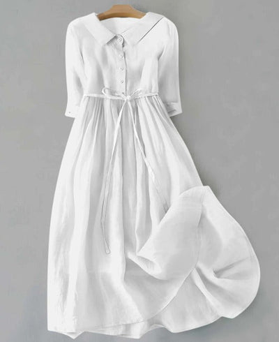 Lux - Abito Elegante a Maniche Corte con Lacci in Vita