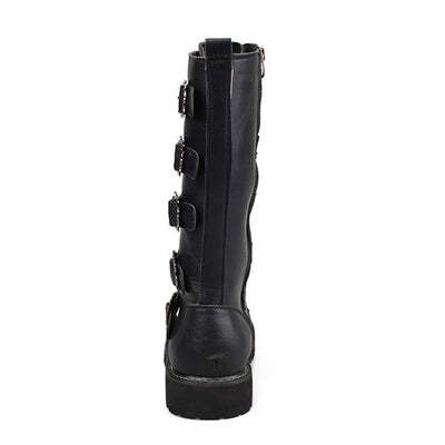 MEN'S LACE UP METAL SKULL BUCKLE DESIGN LACE UP BOOTS MTA1716G2I