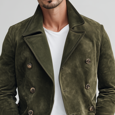 Men's Classic Casual Lapel Suede Double Breasted Jacket MTA2666H1K
