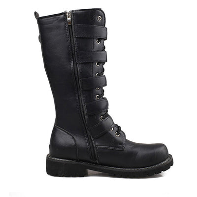 MEN'S LACE UP METAL SKULL BUCKLE DESIGN LACE UP BOOTS MTA1716G2I