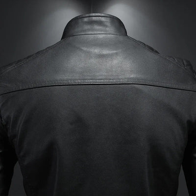 Stand Collar Leather Jacket