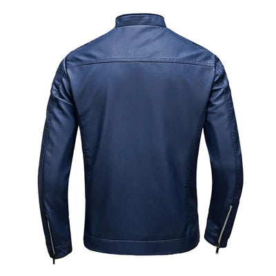 Stand Collar Leather Jacket